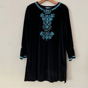 Pink cattlelac western turquoise beaded women’s tunic top dress size medium